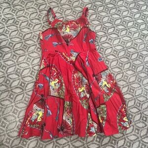 Red Dress with Colorful Print